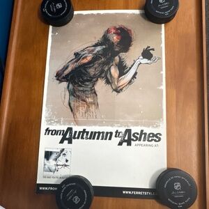 From Autumn to Ashes Band Poster - Beige, Black, Red Artwork